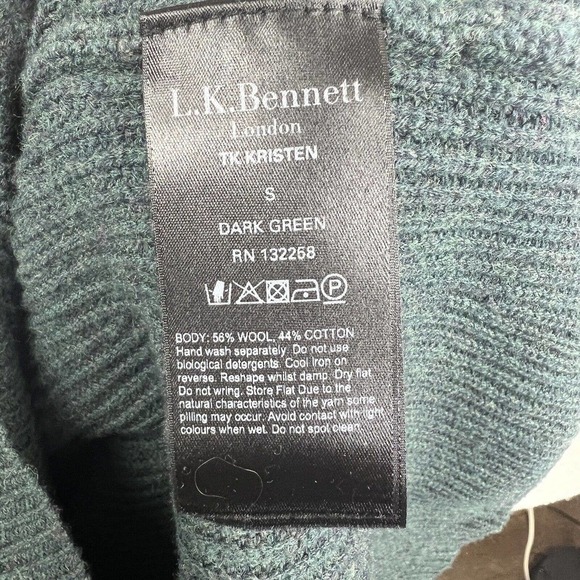 LK Bennett Green Puff Sleeve Knit Sweater Size S Jumper - Picture 12 of 12
